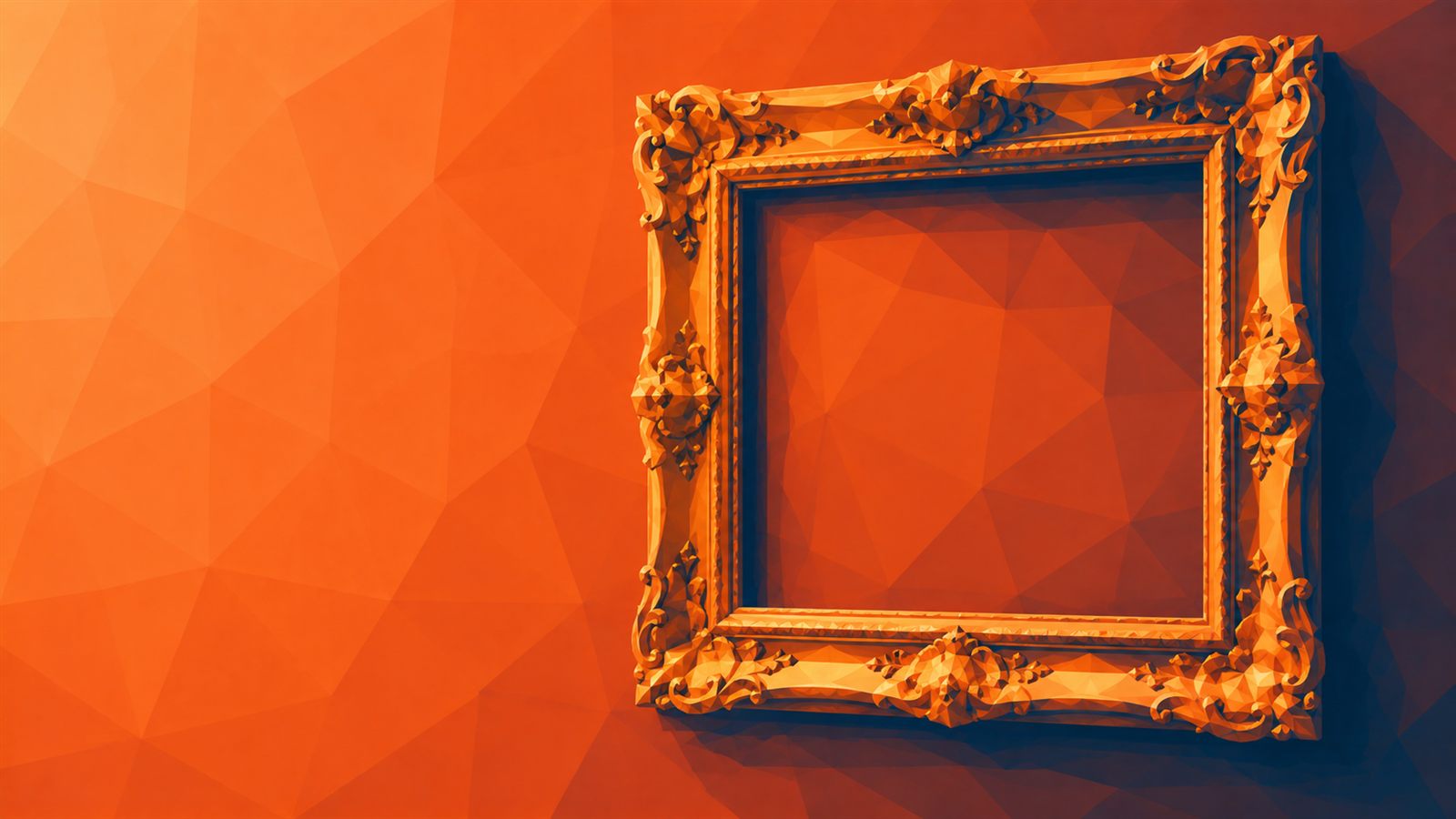 an ornate gilt frame with nothing inside it.